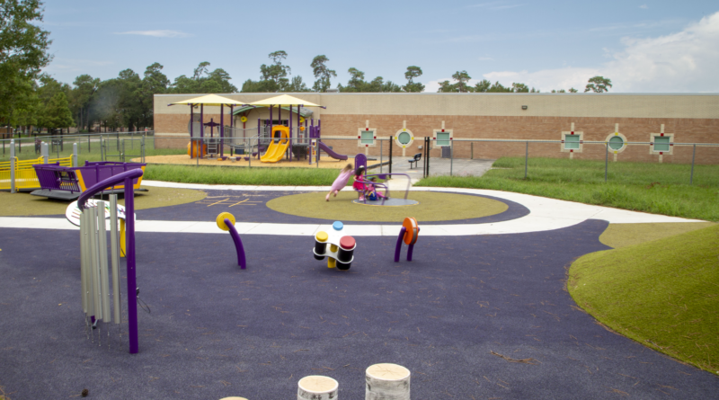 Students playing in a playground