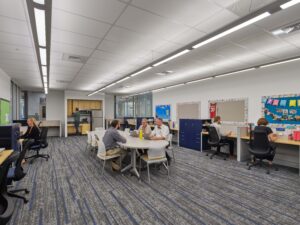 At UMAHS, Instructional Planning Areas are strategically located throughout the academic wing, allowing instructors to model positive behaviors for students.