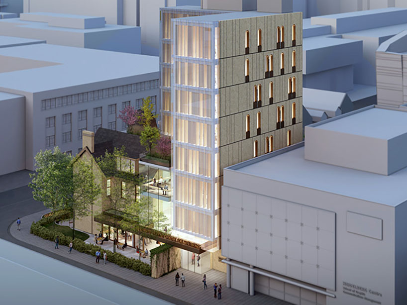 Toronto Metropolitan University broke ground May 6 on the new Student Wellbeing Centre, an 8-story tower that will establish a central hub at the heart of the urban campus.