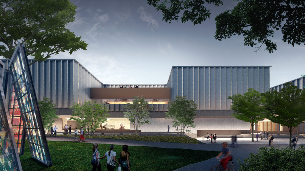 Princeton University Art Museum Rendering exterior at night.