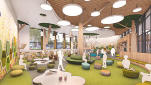 Rendering of interior Riverdale learning center.