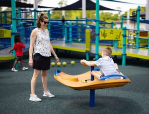 Moore notes that when children spin or swing or engage in motion, they’re developing a sense of motion, movement and bodily awareness.