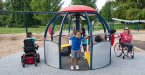 The company’s We-Go-Round is an inclusive spinner for children who seek more motion and thrill.