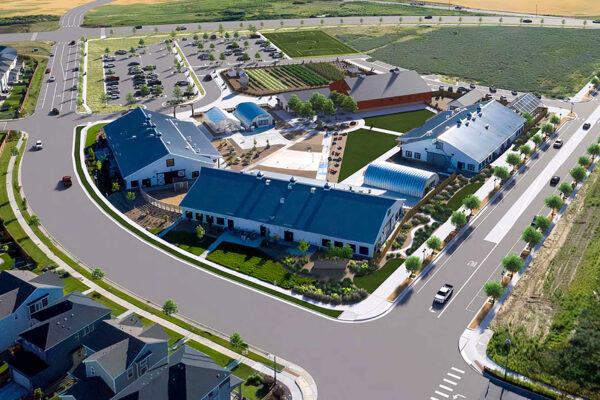 Aerial rendering of STEAD School’s campus