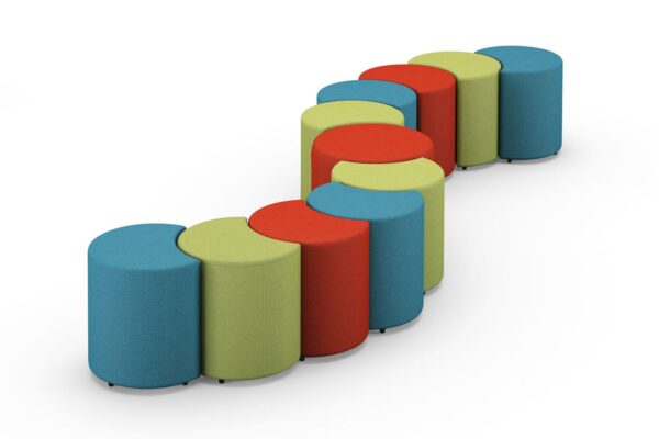 The Flex Ottoman by HPFI is designed for casual gatherings and makes perimeter spaces more useful and suitable for collaboration.