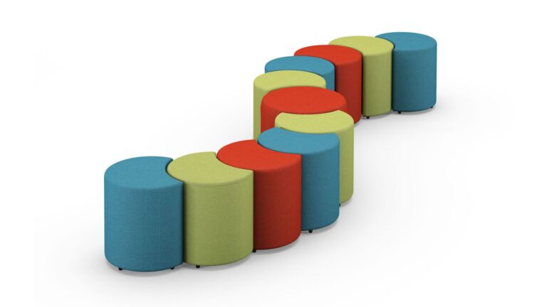 The Flex Ottoman by HPFI is designed for casual gatherings and makes perimeter spaces more useful and suitable for collaboration.