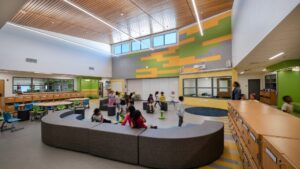 Instructional areas are organized around the “Learning Suite” concept intended to support specialized and collaborative teaching.