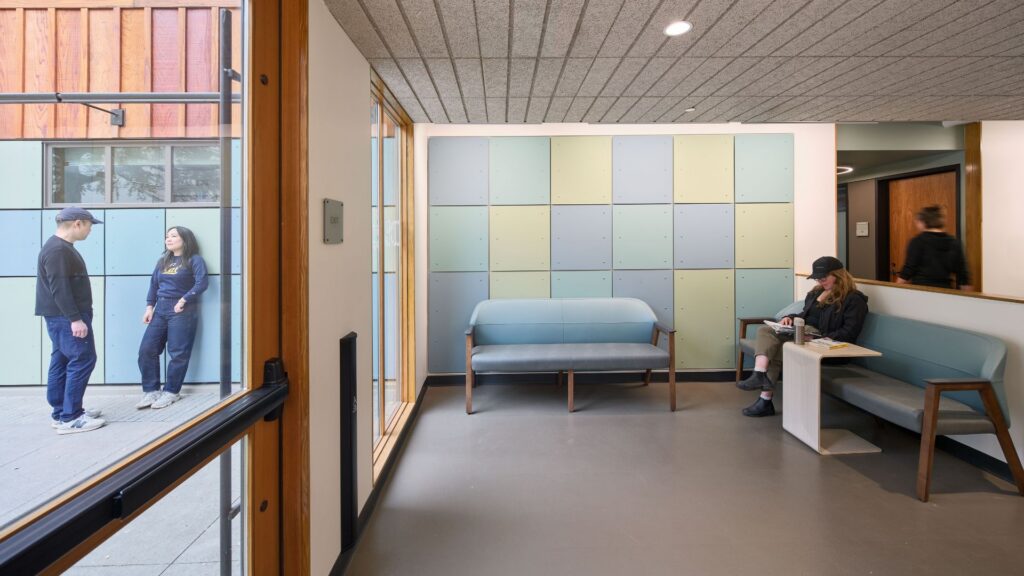 Solar shades and dimmer switches for all overhead lights allow occupants to control the quality of light.