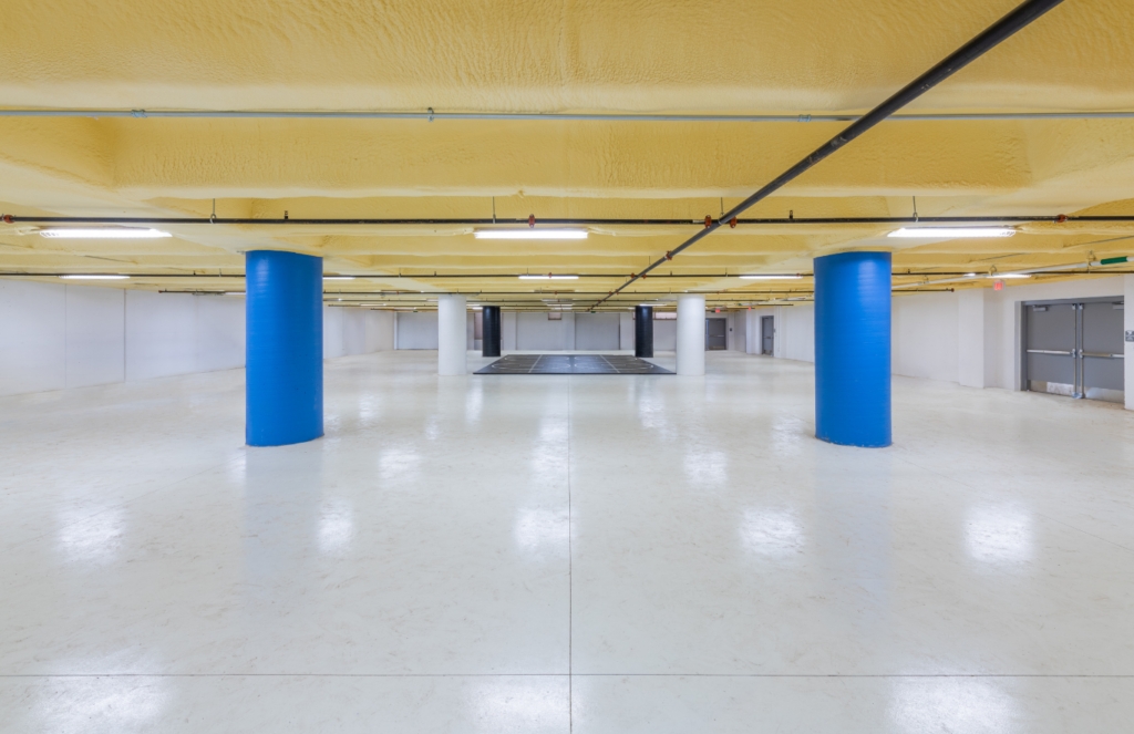 The 1,000-seat competition gym at Dallas ISD David W. Carter High School includes a below-grade tornado shelter sufficient to house the entire school population.
