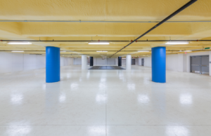 The 1,000-seat competition gym at Dallas ISD David W. Carter High School includes a below-grade tornado shelter sufficient to house the entire school population.