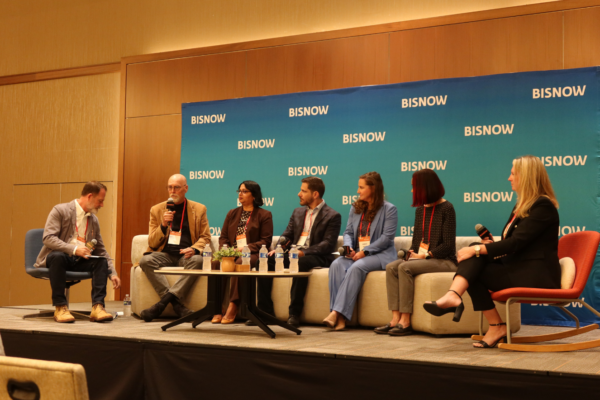 Speakers included: Hemlata Jhaveri, Senior Associate Vice Chancellor at UC San Diego; Bob Schulz, University Architect and Associate VP of Real Estate at SDSU; Abbie Hawkins, VP of Development at The Michaels Organization; Lindsey Sielaff, Operations Manager at Hensel Phelps; Richard King, Principal at Gensler; and Lisa Norombaba, Executive Director of Wesley House.
