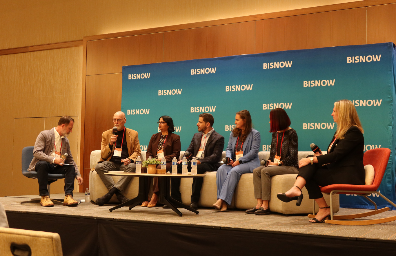 Speakers included: Hemlata Jhaveri, Senior Associate Vice Chancellor at UC San Diego; Bob Schulz, University Architect and Associate VP of Real Estate at SDSU; Abbie Hawkins, VP of Development at The Michaels Organization; Lindsey Sielaff, Operations Manager at Hensel Phelps; Richard King, Principal at Gensler; and Lisa Norombaba, Executive Director of Wesley House.