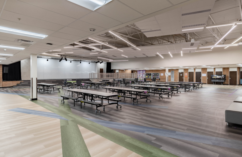 At Peakview Academy at Conrad Ball, declining enrollment prompted consolidation efforts, with Thompson School District merging a middle school and two elementary schools into a new schools into a new PK–8 campus designed to better align staffing, programming and enrollment needs.