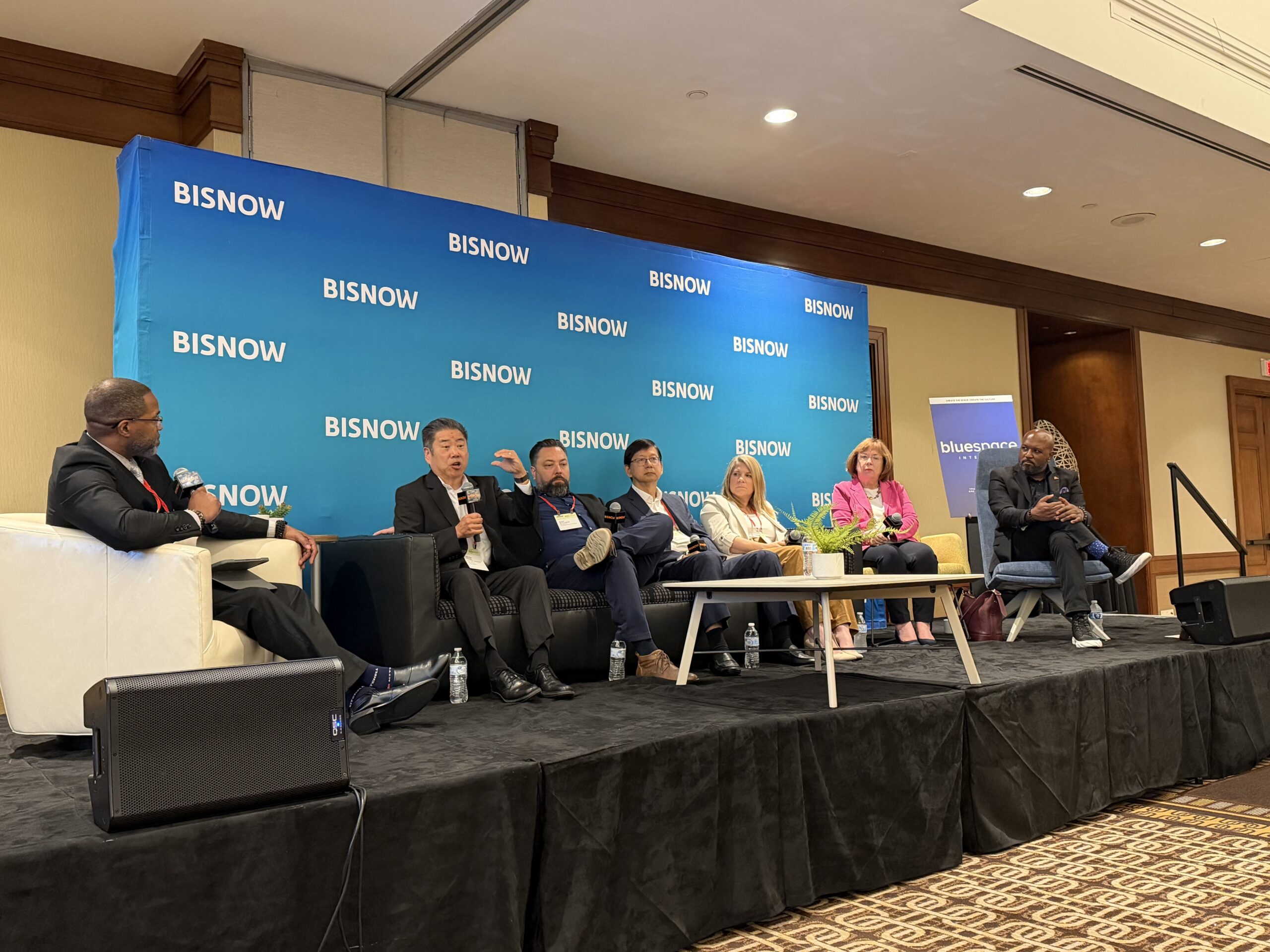 panelists on stage at Bisnow's Southern California K-12 School Real Estate & Facilities Summit