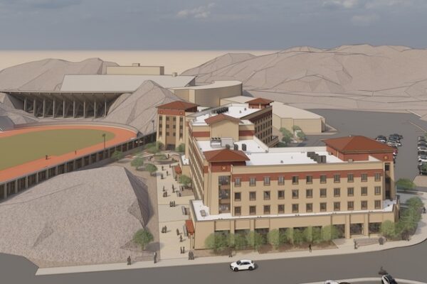The exterior of the building will reflect UTEP’s distinctive Bhutanese architectural style, complemented by native Chihuahuan desert plant landscaping designed by Ten Eyck Landscape Architects.