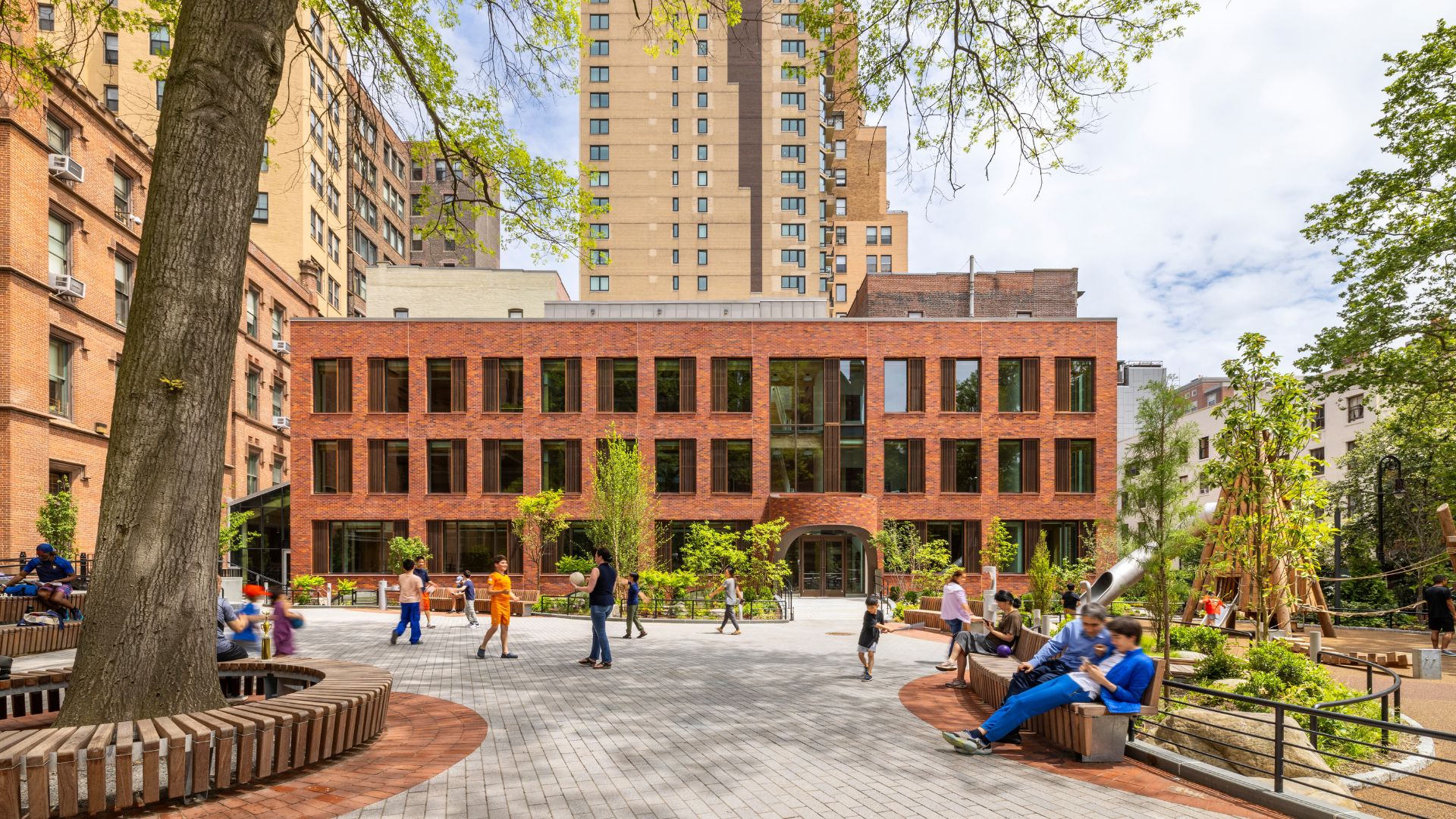 The new building’s brick façade matches the diverse masonry palette found in the campus’ existing historical buildings.