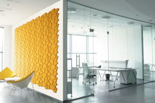 Momentum’s Beehive acoustic wall panel is designed to provide sound absorption while adding a geometric element to interior spaces.