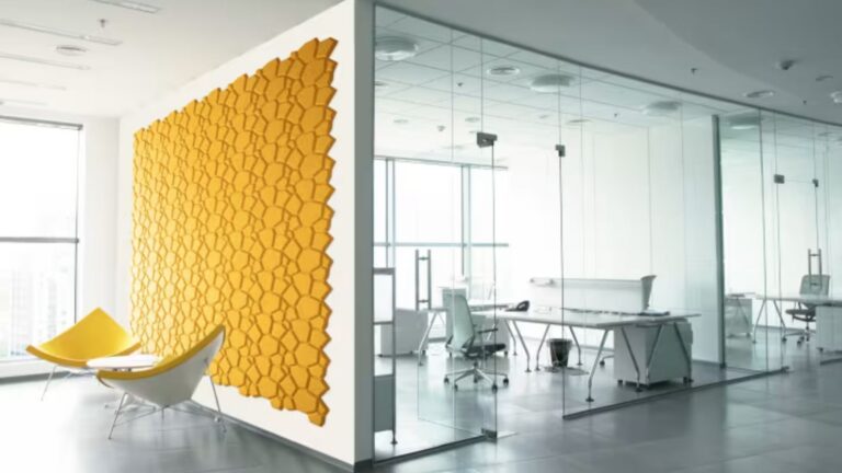 Momentum’s Beehive acoustic wall panel is designed to provide sound absorption while adding a geometric element to interior spaces.