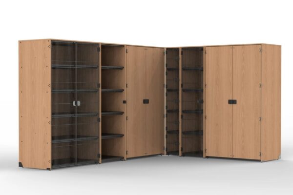 The Bandstor line by Marco includes instrument and percussion storage, music filing, wardrobe and instrument carts and mobile islands for flexible setups.