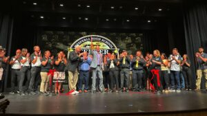 School leaders and the project team celebrate the grand opening of the new Center for the Arts at Hesperia High School.