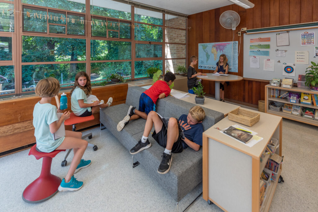 classroom at the Crow Island School in Winnetka, Ill.
