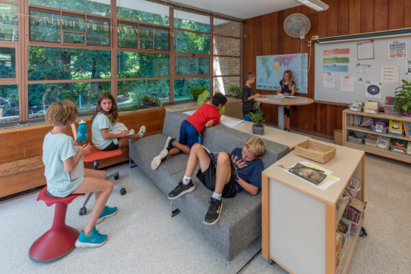 classroom at the Crow Island School in Winnetka, Ill.